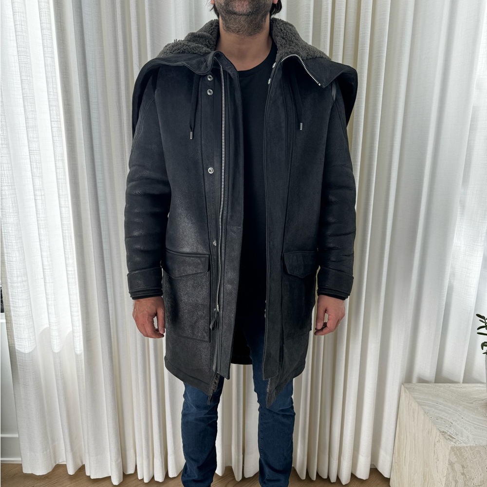 All Saints Oversized Full Leather and Shearling jacket - Size S